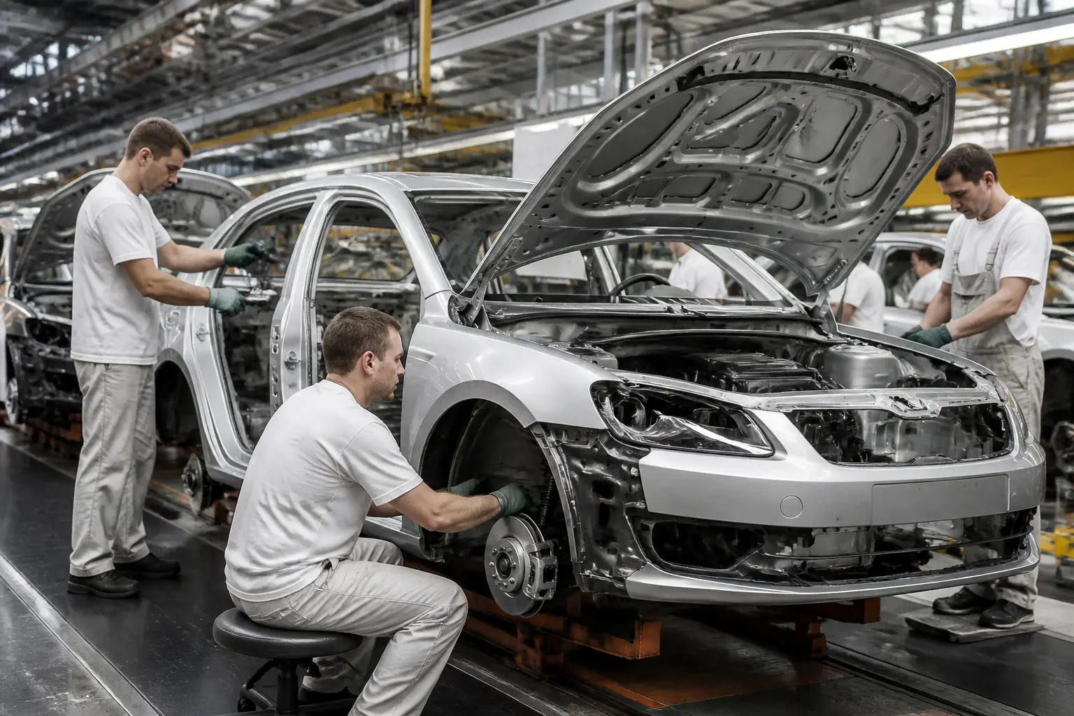 Сборка автомобиля Skoda на заводе Еврокар